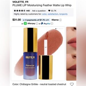 Violette_FR Plume Lip Feather Matte Lip Whip in Chataigne Grillee